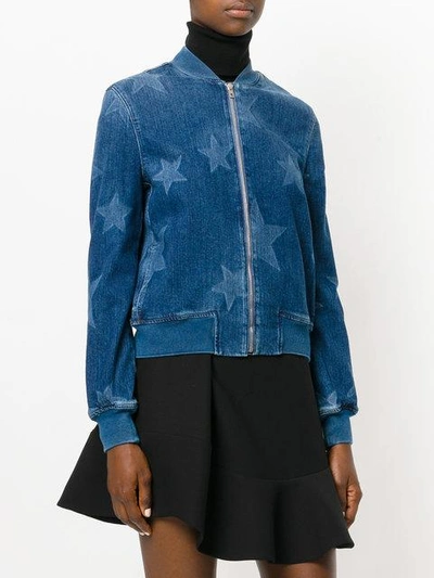 Shop Stella Mccartney Stars Denim Bomber Jacket - Blue