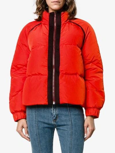 Ganni Wool Felt-trimmed Quilted Shell Down Jacket In Lig Apple Red |  ModeSens