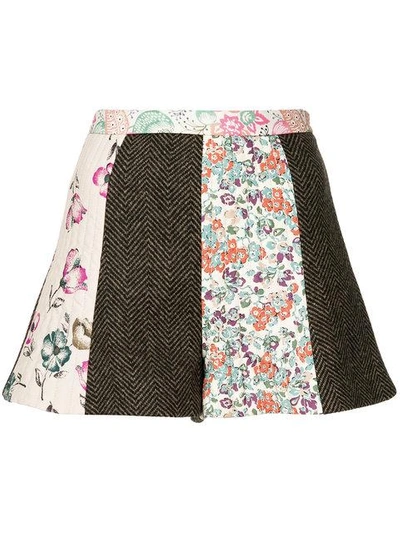 Shop Red Valentino Flared Patchwork Shorts