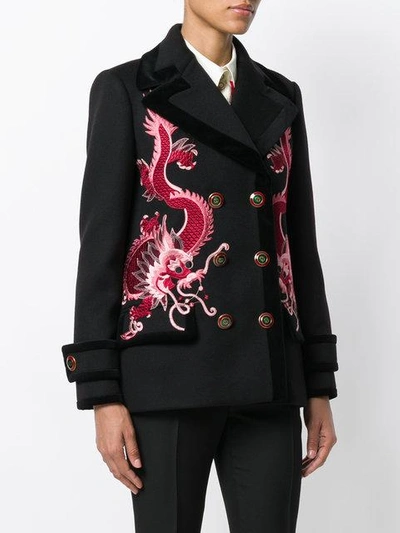 Shop Gucci Dragon Embroidered Coat