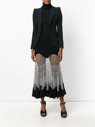 Shop Alexander Mcqueen Metallic Mesh Knit Skirt - Black