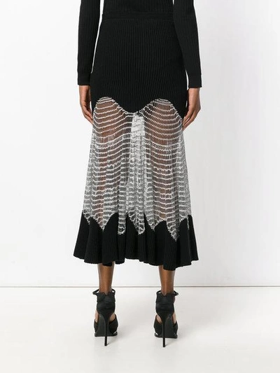 Shop Alexander Mcqueen Metallic Mesh Knit Skirt - Black