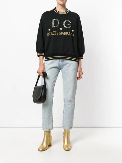 Shop Dolce & Gabbana Embellished Logo Sweatshirt