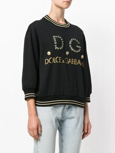 Shop Dolce & Gabbana Embellished Logo Sweatshirt