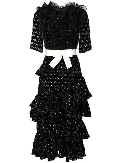 Shop Giambattista Valli Ruffle And Tiered Dress - Black