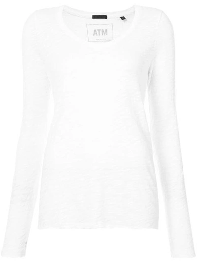 Shop Atm Anthony Thomas Melillo Long Sleeved Top In White