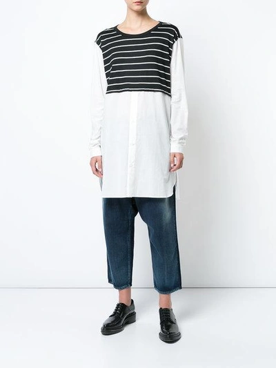 Shop Y's Knit Panel Blouse In White