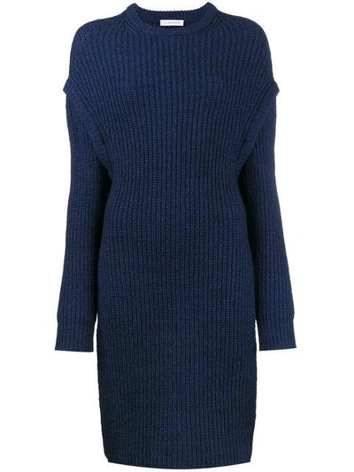 Shop Jw Anderson Oversized Slit Side Knitted Jumper In Blue