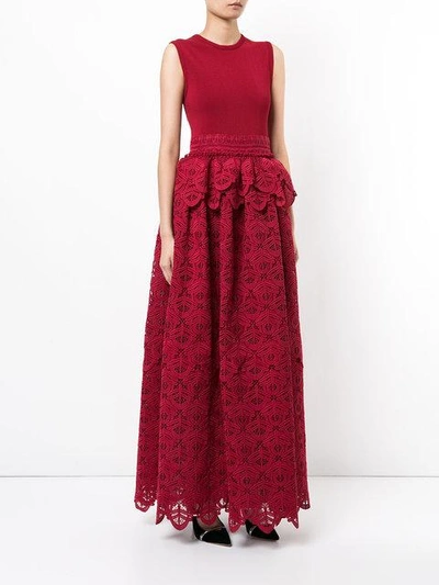 Shop Antonio Berardi Lace Peplum Dress - Red