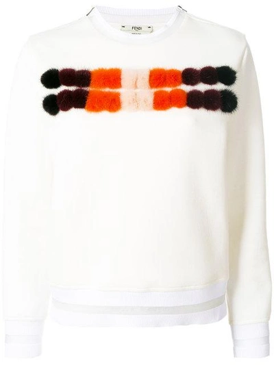 Shop Fendi Mink Fur Panel Sweater In White/f0znm