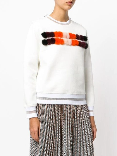 Shop Fendi Mink Fur Panel Sweater In White/f0znm