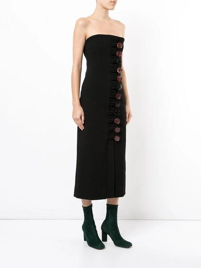 Shop Christopher Esber Buttoned Strapless Dress In Black