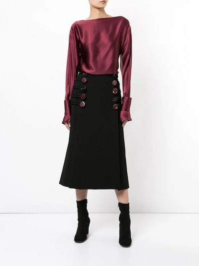 Shop Christopher Esber Fitted Buttoned Skirt - Black