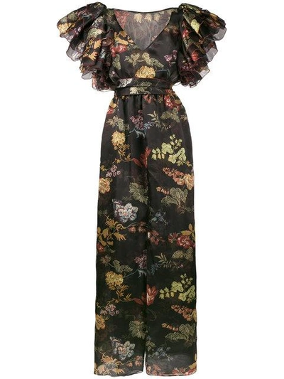 Shop Rosie Assoulin Floral Print Maxi Dress In Black