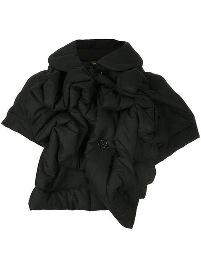 Shop Comme Des Garçons Cropped Ruffle Puffer In Black