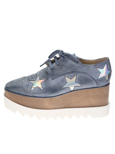 Shop Stella Mccartney Washed Blue Elyse Shoes With Silver Stars