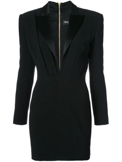 Shop Balmain Tuxedo Mini Dress In Black