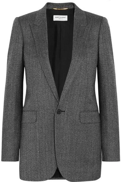 Shop Saint Laurent Herringbone Wool Blazer