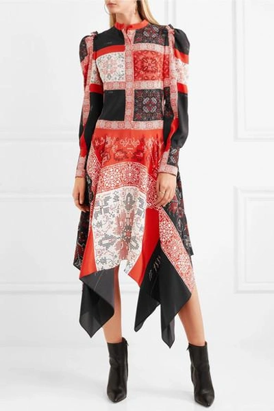 Shop Alexander Mcqueen Printed Silk Midi Dress