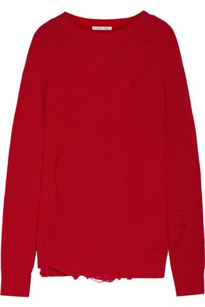 Shop Helmut Lang Oversized Distressed Wool And Cashmere-blend Sweater