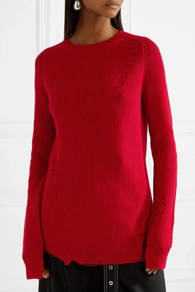 Shop Helmut Lang Oversized Distressed Wool And Cashmere-blend Sweater