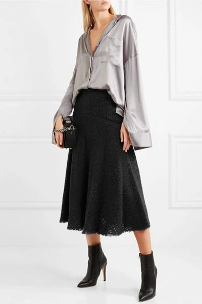 Shop Alexander Mcqueen Metallic Bouclé-tweed Midi Skirt