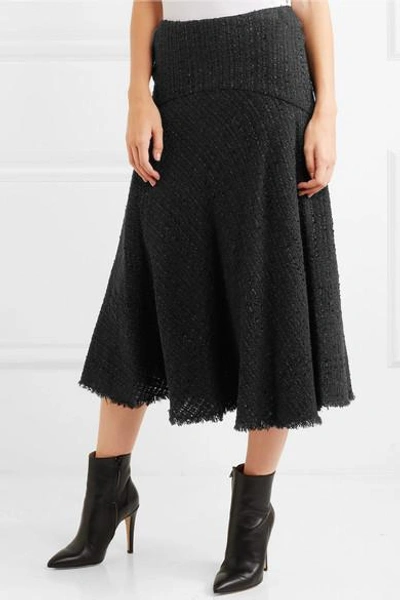 Shop Alexander Mcqueen Metallic Bouclé-tweed Midi Skirt