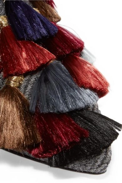 Shop Sanayi313 Eloise Fringed Wool-tweed Slippers