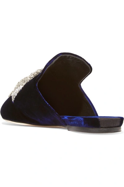 Shop Sanayi313 Stelle Embroidered Velvet Slippers