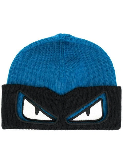 Shop Fendi Bag Bugs Beanie Hat - Blue