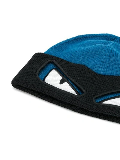 Shop Fendi Bag Bugs Beanie Hat - Blue