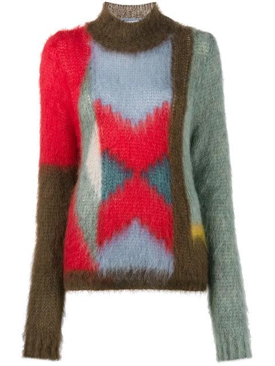 Shop Chloé Colour Blocked Knitted Jumper - Multicolour