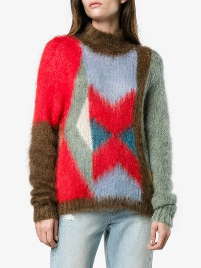 Shop Chloé Colour Blocked Knitted Jumper - Multicolour