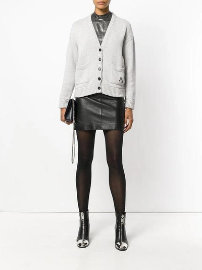 Shop Saint Laurent Cardigan With Pins In Grey