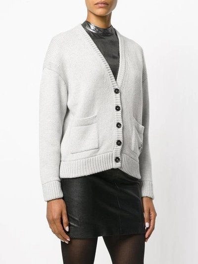 Shop Saint Laurent Cardigan With Pins In Grey