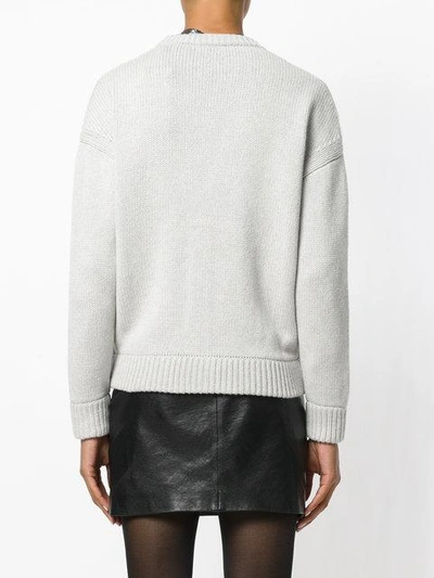 Shop Saint Laurent Cardigan With Pins In Grey