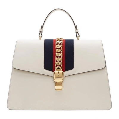 Shop Gucci White Large Sylvie Bag