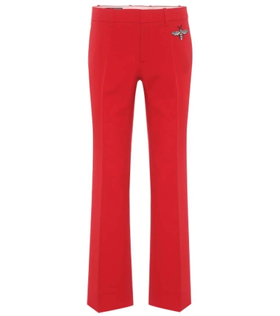 Gucci Cropped Wool-blend Trousers In Hiliscus Red