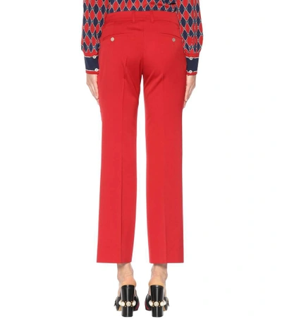 Shop Gucci Cropped Wool-blend Trousers In Hiliscus Red