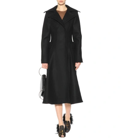 Shop Jacquemus Wool Coat In Llack