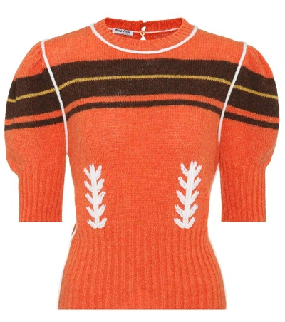 Miu Miu Wool Sweater In Orange