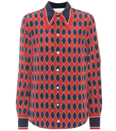 Shop Gucci Printed Silk Shirt In Multicoloured