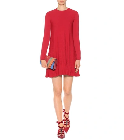 Shop Valentino Knitted Dress In Red