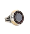 BOTTEGA VENETA STERLING SILVER AND 24KT GOLD RING WITH CHALCEDONY AND GARNET,P00280047-1