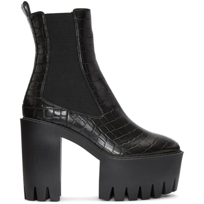 Shop Stella Mccartney Black Croc Monster Boots