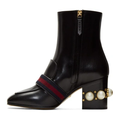 Shop Gucci Black Pearl And Stud Peyton Boots In 1061 Black