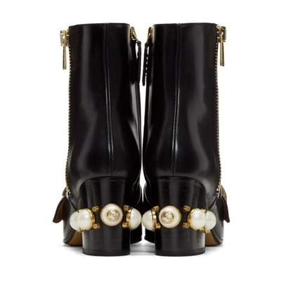 Shop Gucci Black Pearl And Stud Peyton Boots In 1061 Black