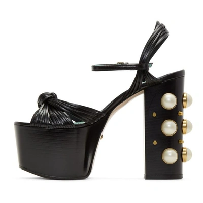 Shop Gucci Black Pearl And Stud Platform Sandals