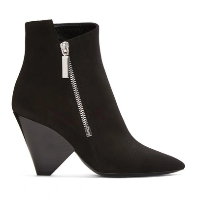 Shop Saint Laurent Black Suede Niki Asymmetric Boots