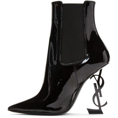 Shop Saint Laurent Black Patent Opyum Chelsea Boots